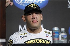 May 25, 2013; Las Vegas, NV, USA; Antonio Silva speaks to media following UFC 160 at the MGM Grand Garden Arena. Mandatory Credit: Gary A. Vasquez-USA TODAY Sports