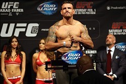 Jan 31, 2014; Newark, NJ, USA; Alistair Overeem (not pictured) and Frank Mir weigh in for their heavyweight bout at Prudential Center. Mandatory Credit: Joe Camporeale-USA TODAY Sports