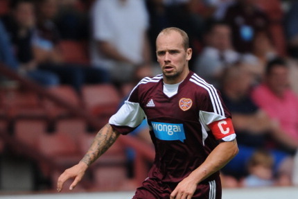 DUNFERMLINE, SCOTLAND - JULY 13: Jamie Hamill of Hearts in action during a pre season friendly match between Dunfermline Athletic and Hearts at East End Park on July 13, 2013 in Dunfermline, Scotland. (Photo by Steve Bardens/Getty Images)