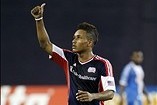 Aug 25, 2013; Foxborough, MA, USA; New England Revolution forward Juan Agudelo (10) acknowledges the crowd after being substituted out during the second half against the Philadelphia Union at Gillette Stadium. The Revolution defeated the Union 5-1. Mandat
