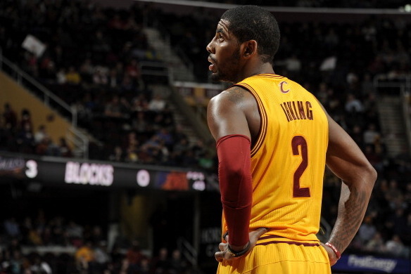 CLEVELAND, OH - JANUARY 26:  Kyrie Irving #2 of the Cleveland Cavaliers stands on the court against the Phoenix Suns at The Quicken Loans Arena on January 26, 2014 in Cleveland, Ohio. NOTE TO USER: User expressly acknowledges and agrees that, by downloadi