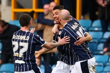 LONDON, ENGLAND - JANUARY 18:  Ryan Fredericks of Millwall FC celebrates with his teammates after scoring to make it 1-0 during the Sky Bet Championship match between Millwall and Ipswich Town at The Den on January 18, 2014 in London, England,  (Photo by 