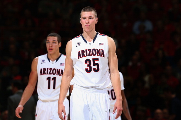 TUCSON, AZ - DECEMBER 03:  Kaleb Tarczewski #35 of the Arizona Wildcats during the college basketball game against the Texas Tech Red Raiders at McKale Center on December 3, 2013 in Tucson, Arizona. The Wildcats defeated the Red Raiders 79-58.  (Photo by 