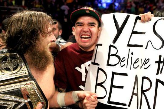 Daniel Bryan celebrates his WWE title win at Night of Champions.
