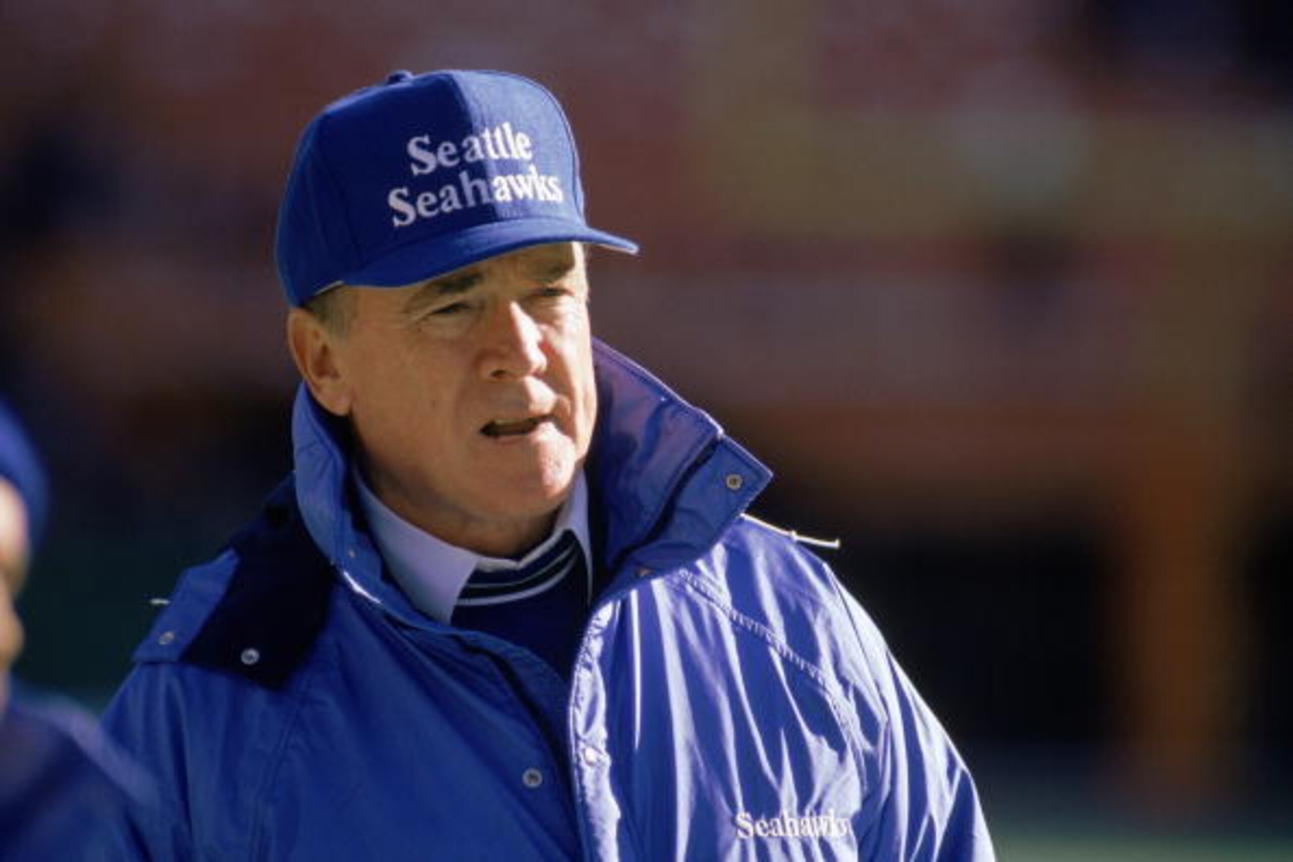 KANSAS CITY, MO - NOVEMBER 20:  Head coach Chuck Knox of the Seattle Seahawks watches the NFL game against the Kansas City Chiefs at Arrowhead Stadium on November 20, 1988 in Kansas City, Missouri.  The Chiefs defeated the Seahawks 27-24.  (Photo by Jonat
