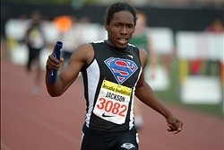 Apr 5, 2013; Arcadia, CA, USA; Adoree Jackson runs the anchor leg on the Serra 4 x 200m relay that won in 1:26.06 in the 46th Arcadia Invitational at Arcadia High. Mandatory Credit: Kirby Lee-USA TODAY Sports