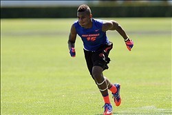 Jul 2, 2013; Beaverton, OR, USA; Wide receiver Malachi Dupre (15) runs a pass route during the Nike 7on7 pool play at Nike World Headquarters in Beaverton, Oregon on Tuesday July, 2, 2013. Mandatory Credit: Steve Dykes-USA TODAY Sports