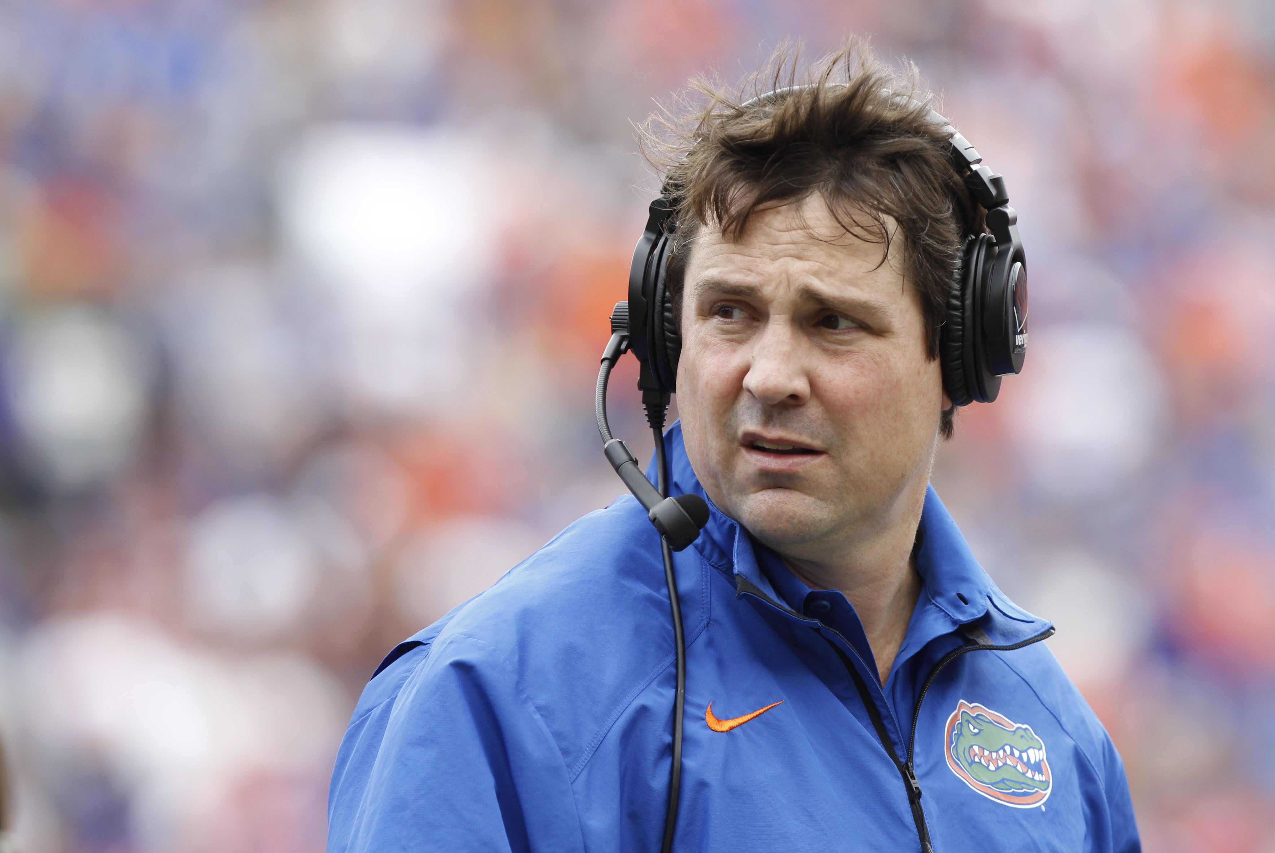 Nov 30, 2013; Gainesville, FL, USA; Florida Gators head coach WIll Muschamp against the Florida State Seminoles during the second quarter at Ben Hill Griffin Stadium. Mandatory Credit: Kim Klement-USA TODAY Sports