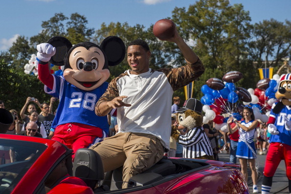 LAKE BUENA VISTA, FL - FEBRUARY 03: In this handout photo provided by Disney Parks, Super Bowl XLVII MVP Malcolm Smith of the Seattle Seahawks participates in his parade at the Magic Kingdom at Walt Disney World Resort on February 3, 2014 in Lake Buena Vi