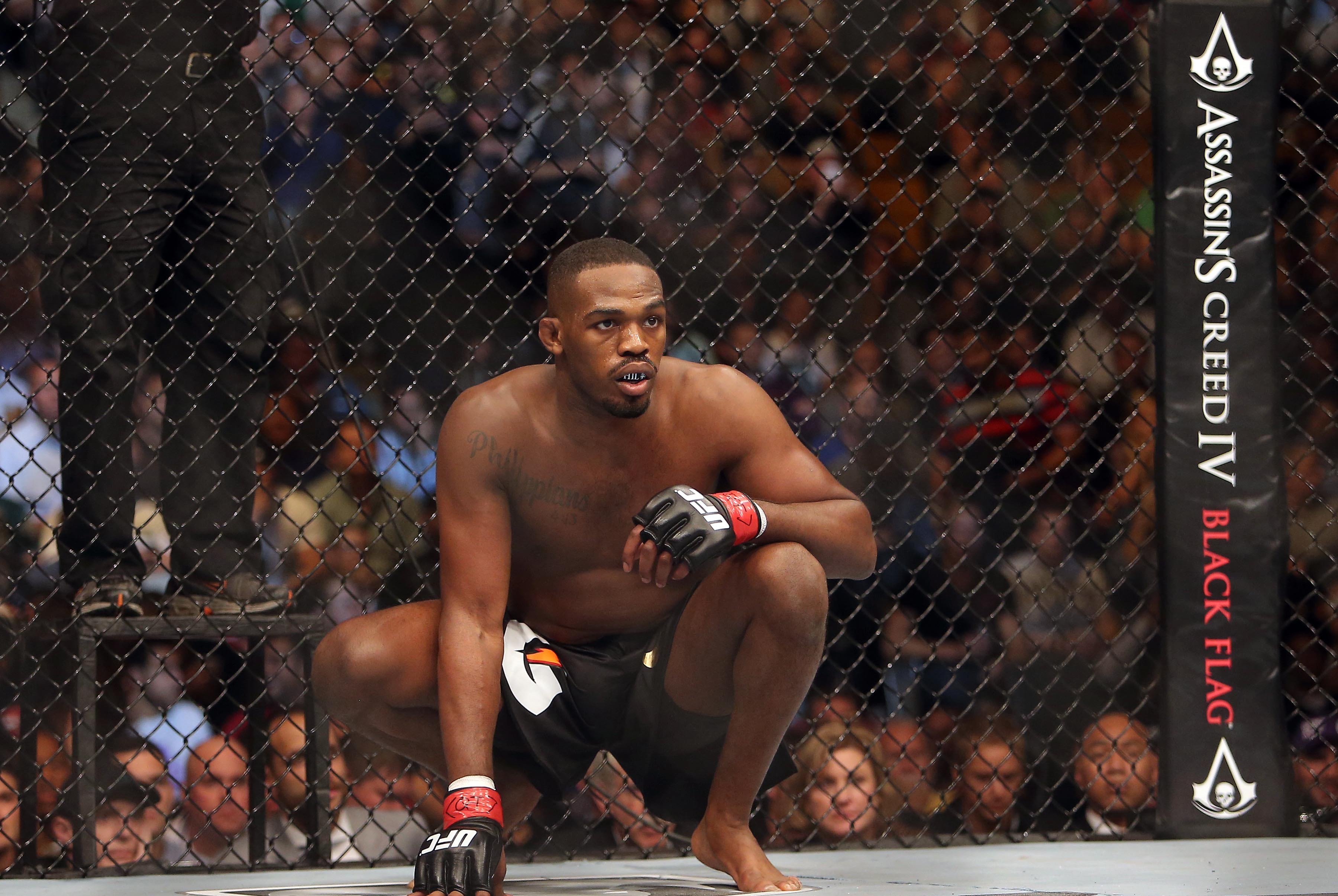 Sep 21, 2013; Toronto, Ontario, CAN; Jon Jones moments before the start of his fight against Alexander Gustafsson (not pictured) during their light heavyweight championship bout at UFC 165 at the Air Canada Centre. Mandatory Credit: Tom Szczerbowski-USA T