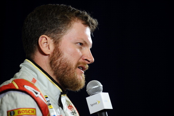CHARLOTTE, N.C. - JANUARY 28:  Dale Earnhardt Jr., driver of the #88 National Guard Chevrolet, speaks to the media during the NASCAR Sprint Media Tour at Charlotte Convention Center on January 28, 2014 in Charlotte, North Carolina. (Photo by Rainier Ehrha