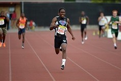 Apr 5, 2013; Arcadia, CA, USA; Adoree Jackson runs the anchor leg on the Serra 4 x 200m relay that won in 1:26.06 in the 46th Arcadia Invitational at Arcadia High. Mandatory Credit: Kirby Lee-USA TODAY Sports
