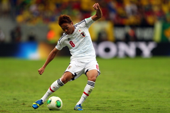 BRASILIA, BRAZIL - JUNE 15:  Hiroshi Kiyotake of Japan in action during the FIFA Confederations Cup Brazil 2013 Group A match between Brazil and Japan at National Stadium on June 15, 2013 in Brasilia, Brazil.  (Photo by Clive Rose/Getty Images)