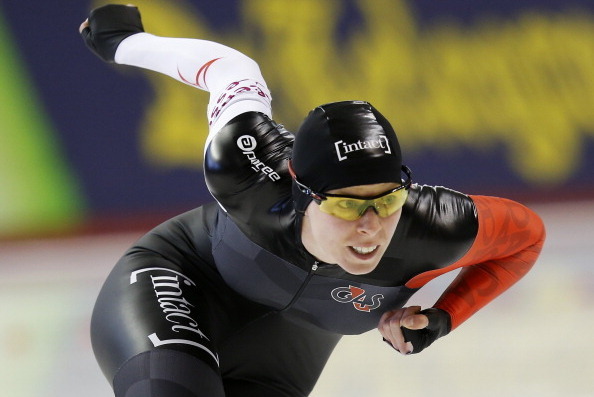 CALGARY, CANADA - NOVEMBER 09: Christine Nesbitt of Canada competes in the women's 500 meter race during the ISU World Cup Speed Skating event November 9, 2013 in Calgary, Alberta, Canada. (Photo by Todd Korol/Getty Images)