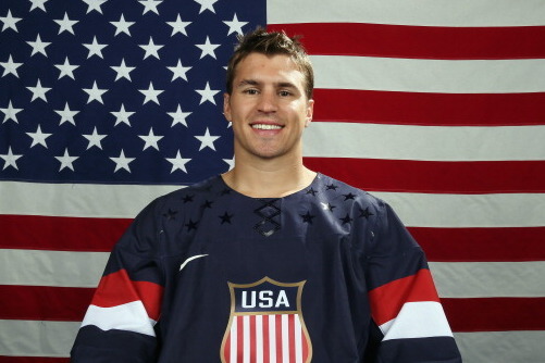 ARLINGTON, VA - AUGUST 26:  Zach Parise poses after being named a candidate for the 2014 USA Hockey Olympic Team at the Kettler Capitals Iceplex on August 26, 2013 in Arlington, Virginia.  (Photo by Bruce Bennett/Getty Images)