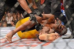 Dec 28, 2013; Las Vegas, NV, USA;    Anderson Silva reacts after breaking his leg on a kick to Chris Weidman (not pictured) during their UFC middleweight championship bout at the MGM Grand Garden Arena. Mandatory Credit: Jayne Kamin-Oncea-USA TODAY Sports