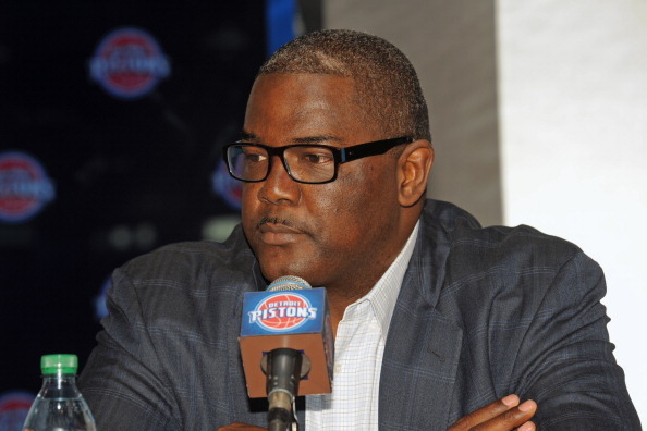 AUBURN HILLS - JUNE 13:  Mo Cheeks is introduced as the new Detroit Pistons Head Coach by Joe Dumars, President of Basketball Operations on June 13, 2013 at Palace of Auburn Hills in Auburn Hills, Michigan. NOTE TO USER: User expressly acknowledges and ag