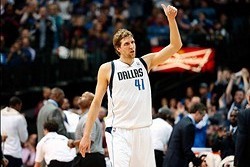 Jan 31, 2014; Dallas, TX, USA; Dallas Mavericks power forward Dirk Nowitzki (41) reacts during the game against the Sacramento Kings at American Airlines Center. Mandatory Credit: Kevin Jairaj-USA TODAY Sports