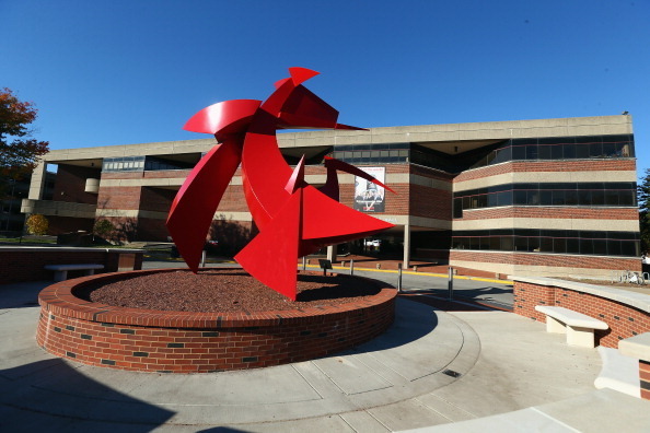 LOUISVILLE, KY - NOVEMBER 09:  'Big Red' statue in the Jane Goldstein Plaza with the Harry Frazier Hall in the background  on the campus of the University of Louisville on November 9, 2013 in Louisville, Kentucky.  (Photo by Andy Lyons/Getty Images)