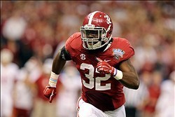 Jan 2, 2014; New Orleans, LA, USA; Alabama Crimson Tide linebacker C.J. Mosley (32) runs toward Oklahoma Sooners ball carrier during the second half of the Sugar Bowl at the Mercedes-Benz Superdome. Mandatory Credit: Chuck Cook-USA TODAY Sports