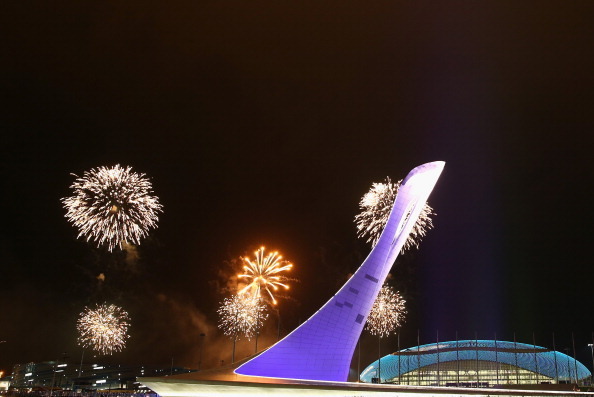 SOCHI, RUSSIA - FEBRUARY 04:  Fireworks are seen during the Opening Ceremony dress rehearsal ahead of the Sochi 2014 Winter Olympics, on February 4, 2014 in Sochi, Russia.  (Photo by Robert Cianflone/Getty Images)