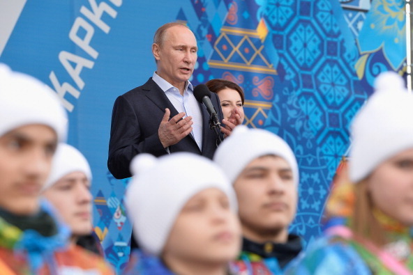 SOCHI, RUSSIA - FEBRUARY 05:  Russian President Vladimir Putin visits the Coastal Cluster Olympic Village ahead of the Sochi 2014 Winter Olympics on February 5, 2014 in Sochi, Russia.  (Photo by Pascal Le Segretain/Getty Images)