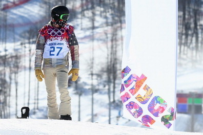 SOCHI, RUSSIA - FEBRUARY 04:  Shaun White of the United States looks on during Snowboard Slopestyle practice at the Extreme Park at Rosa Khutor Mountain ahead of the Sochi 2014 Winter Olympics on February 4, 2014 in Sochi, Russia  (Photo by Cameron Spence