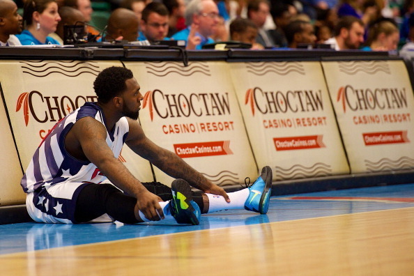 FRISCO, TX - JANUARY 18:  P.J. Hairston #21 of the Texas Legends waits to get in the game against the Austin Toros on January 18, 2014 at Dr. Pepper Arena in Frisco, Texas. NOTE TO USER: User expressly acknowledges and agrees that, by downloading and or u
