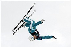 Jan 10, 2014; Park City, UT, USA; Lydia Lassila of Australia competes in the qualifying round of the women's FIS World Cup aerial ski jump competition at Deer Valley Resort. Mandatory Credit: Jim Urquhart-USA TODAY Sports