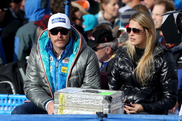 BEAVER CREEK, CO - NOVEMBER 30: Bode Miller and his wife Morgan Miller watch the men's downhill on the Birds of Prey at the Audi FIS World Cup on November 30, 2012 in Beaver Creek, Colorado.  (Photo by Matthew Stockman/Getty Images)