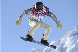 Feb 4, 2014; Sochi, Rosa Khutor, RUS; USA snowboarder Shaun White during a training session on the hill at the 2nd jump at Extreme Park. Mandatory Credit: Jack Gruber-USA TODAY Sports