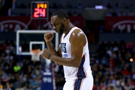 CHARLOTTE, NC - JANUARY 18:  Al Jefferson #25 of the Charlotte Bobcats during their game at Time Warner Cable Arena on January 18, 2014 in Charlotte, North Carolina.  NOTE TO USER: User expressly acknowledges and agrees that, by downloading and or using t