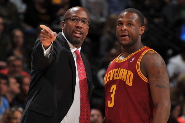 DENVER, CO - JANUARY 17:  Mike Brown of the Cleveland Cavaliers speaks with Dion Waiters #3 during the game against the Denver Nuggets on January 17, 2014 at the Pepsi Center in Denver, Colorado. NOTE TO USER: User expressly acknowledges and agrees that, 