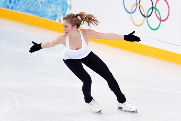 SOCHI, RUSSIA - FEBRUARY 05:  Ashley Wagner of the United States practices her Figure Skating routine ahead of the Sochi 2014 Winter Olympics at the Training venue on February 5, 2014 in Sochi, Russia.  (Photo by Matthew Stockman/Getty Images)