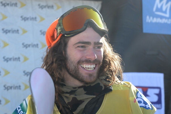 MAMMOTH, CA - JANUARY 19:  Danny Davis smiles after his second place finish qualifying him for Sochi 2014 after the Men's Halfpipe Final U.S. Olympic Qualification #5 at the 2014 Sprint U.S. Snowboarding Grand Prix at Mammoth Mountain Resort on January 19