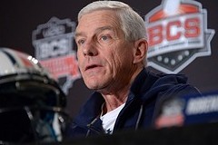 Jan 3, 2014; Newport Beach, CA, USA; Auburn Tigers defensive coordinator Ellis Johnson at a 2014 BCS National Championship press conference at Newport Beach Marriott. Mandatory Credit: Kirby Lee-USA TODAY Sports
