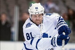 Jan 23, 2014; Dallas, TX, USA; Toronto Maple Leafs right wing Phil Kessel (81) warms up before the game against the Dallas Stars at the American Airlines Center. Mandatory Credit: Jerome Miron-USA TODAY Sports