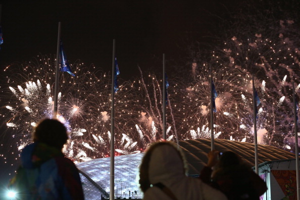 SOCHI, RUSSIA - FEBRUARY 04:  Fireworks are seen during the Opening Ceremony dress rehearsal ahead of the Sochi 2014 Winter Olympics, on February 4, 2014 in Sochi, Russia.  (Photo by Robert Cianflone/Getty Images)