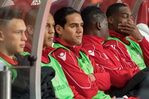 MONTE-CARLO, MONACO - DECEMBER 20:  Monaco's foward Radamel Falcao  sits on the bench during the first period of the French L1 football match between AS Monaco vs Valenciennes at Louis II Stadium on December 20, 2013 in Monte-Carlo, Monaco.  (Photo by Did