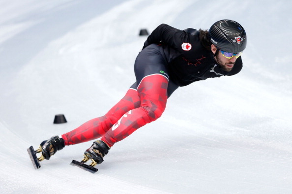 SOCHI, RUSSIA - FEBRUARY 02:  Short Track speed skater Charles Hamelin of Canada takes part in a training session ahead of the Sochi 2014 Winter Olympics at Iceberg Skating Palace on February 2, 2014 in Sochi, Russia.  (Photo by Matthew Stockman/Getty Ima