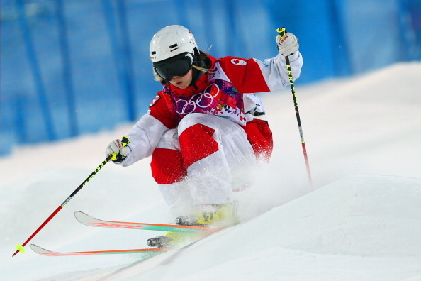 SOCHI, RUSSIA - FEBRUARY 06:  Justine Dufour-Lapointe of Canada competes in the Ladies' Moguls Qualification during the Sochi 2014 Winter Olympics at Rosa Khutor Extreme Park on February 6, 2014 in Sochi, Russia.  (Photo by Cameron Spencer/Getty Images)