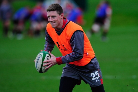 CARDIFF, WALES - FEBRUARY 04:  Wales player Rhys Priestland in action during Wales training ahead of saturdays game against Ireland at Vale of Glamorgan on February 4, 2014 in Cardiff, Wales.  (Photo by Stu Forster/Getty Images)