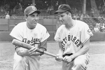 Kiner and Gil Hodges at Ebbets Field.