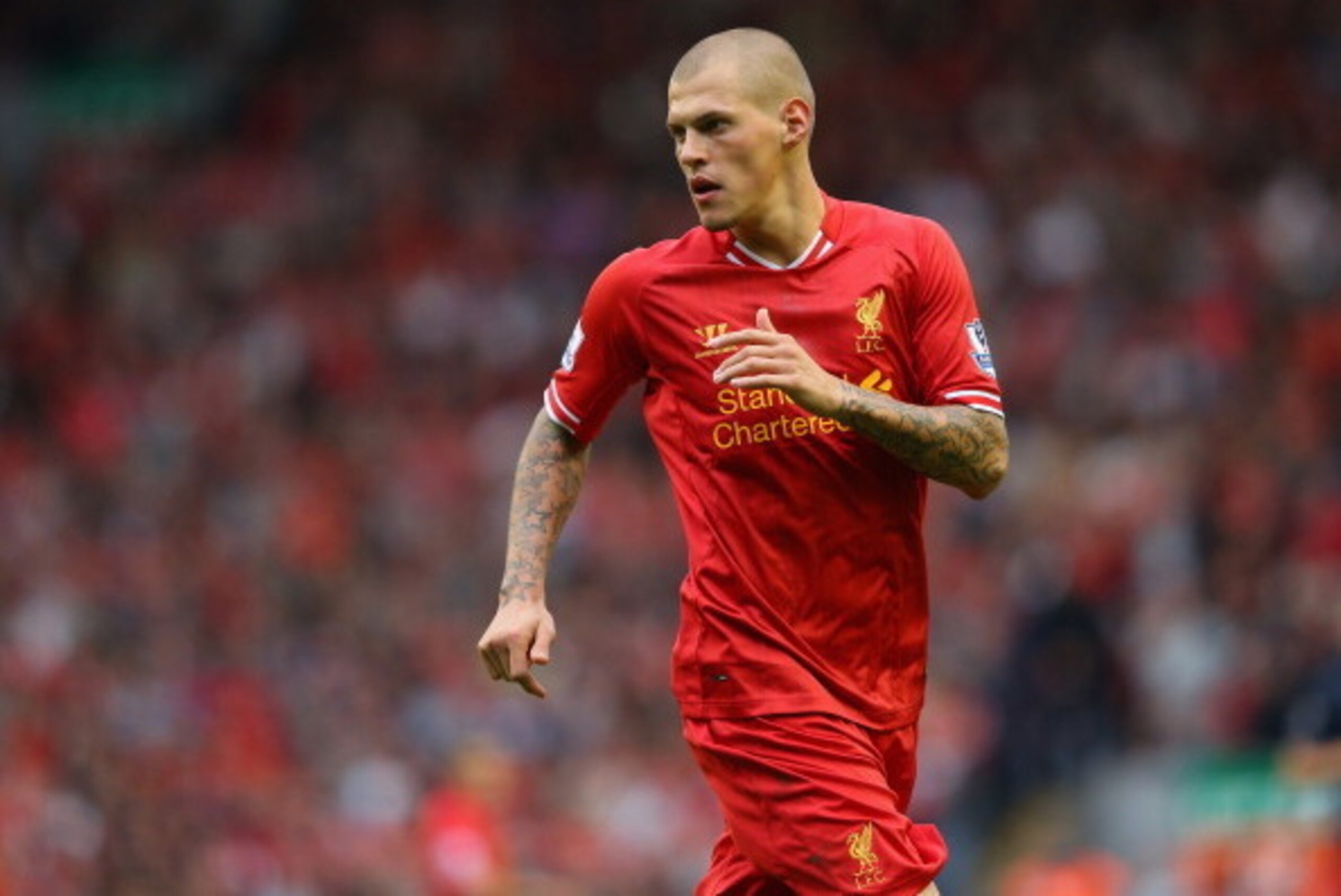 LIVERPOOL, ENGLAND - SEPTEMBER 01:  Martin Skrtel of Liverpool looks on during the Barclays Premier League match between Liverpool and Manchester United at Anfield on September 01, 2013 in Liverpool, England.  (Photo by Alex Livesey/Getty Images)