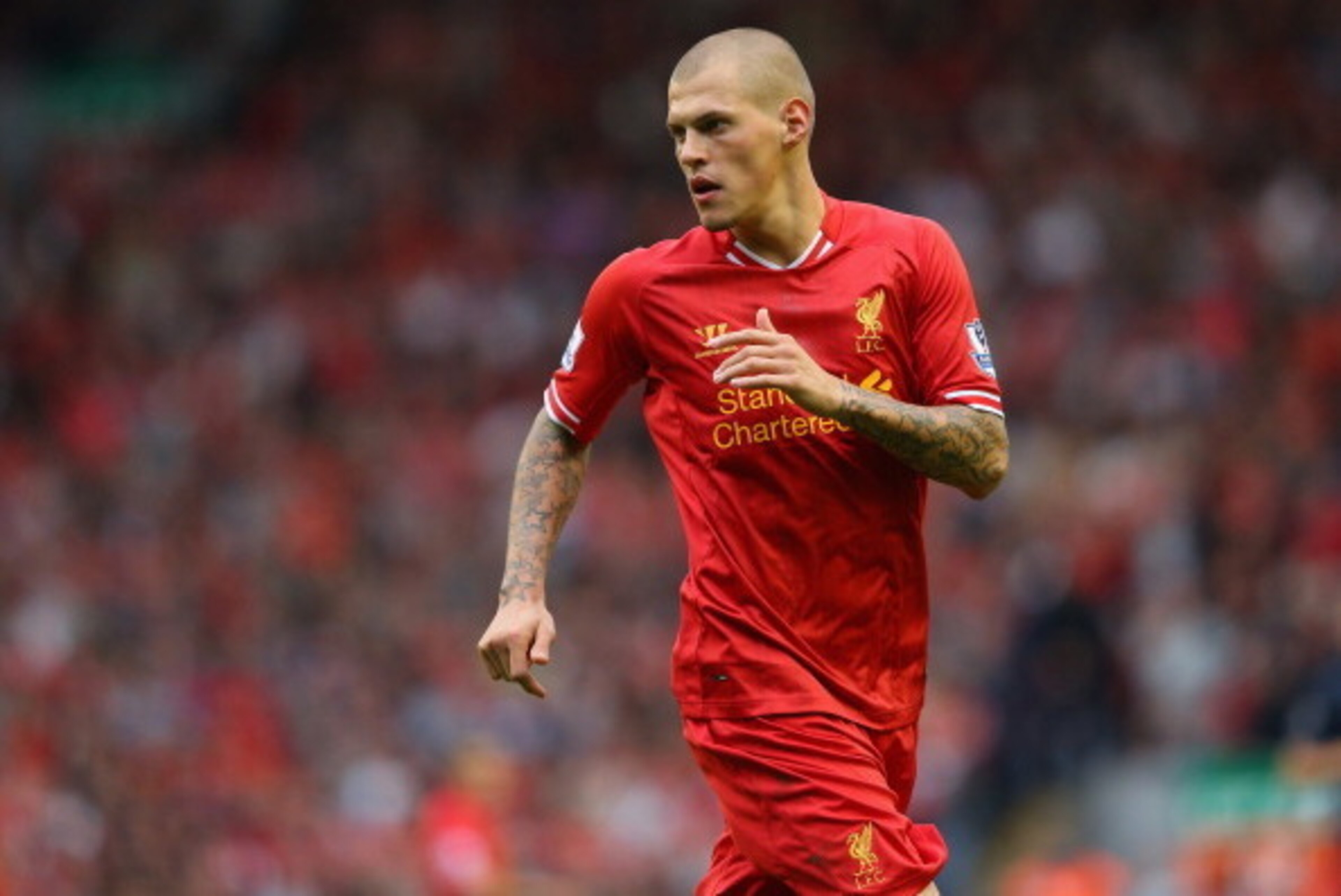 LIVERPOOL, ENGLAND - SEPTEMBER 01:  Martin Skrtel of Liverpool looks on during the Barclays Premier League match between Liverpool and Manchester United at Anfield on September 01, 2013 in Liverpool, England.  (Photo by Alex Livesey/Getty Images)