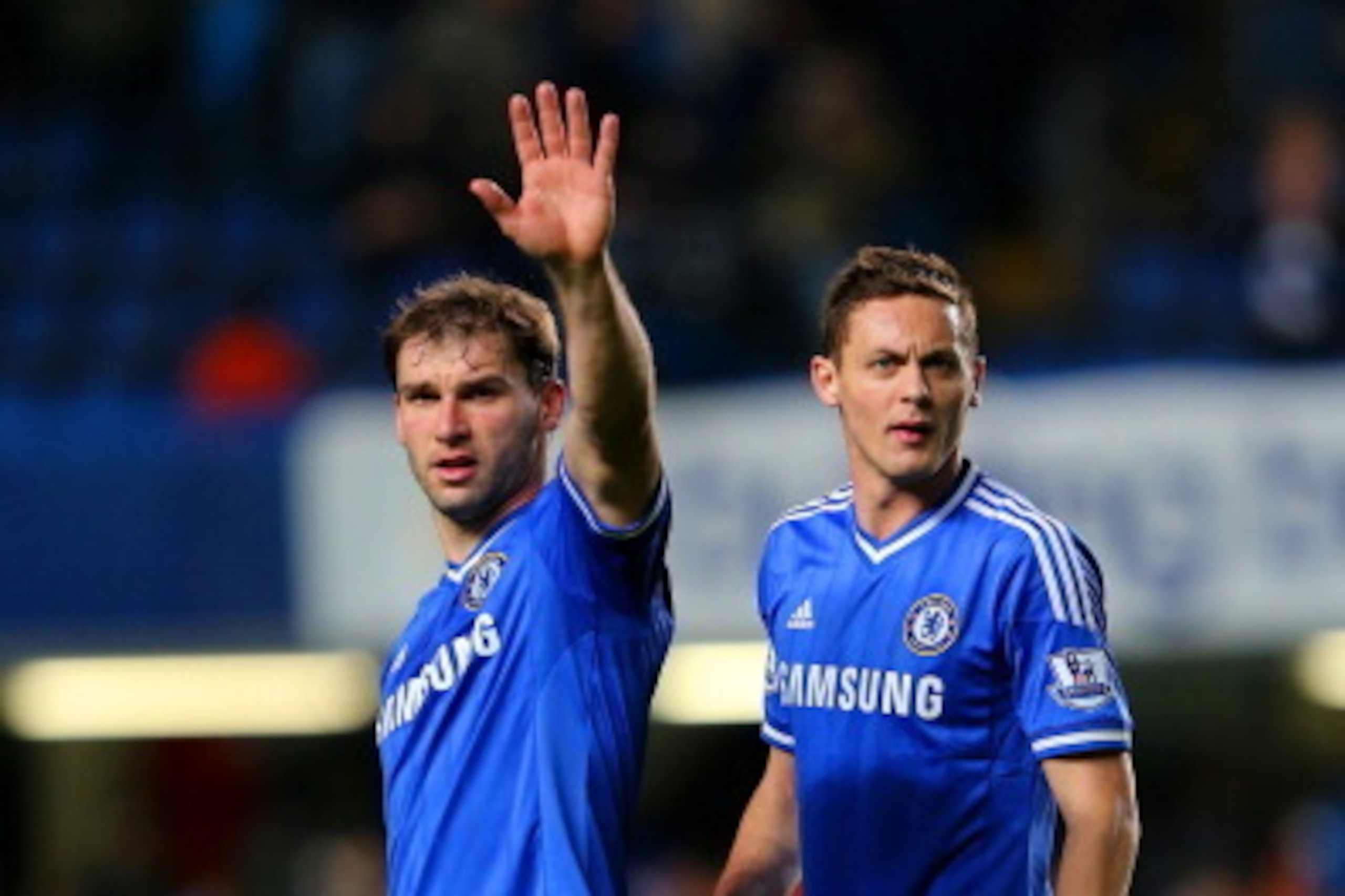 LONDON, ENGLAND - JANUARY 26:  Branislav Ivanovic and Nemanja Matic of Chelsea look on during the FA Cup Fourth Round between Chelsea and Stoke City at Stamford Bridge on January 26, 2014 in London, England.  (Photo by Ian Walton/Getty Images)