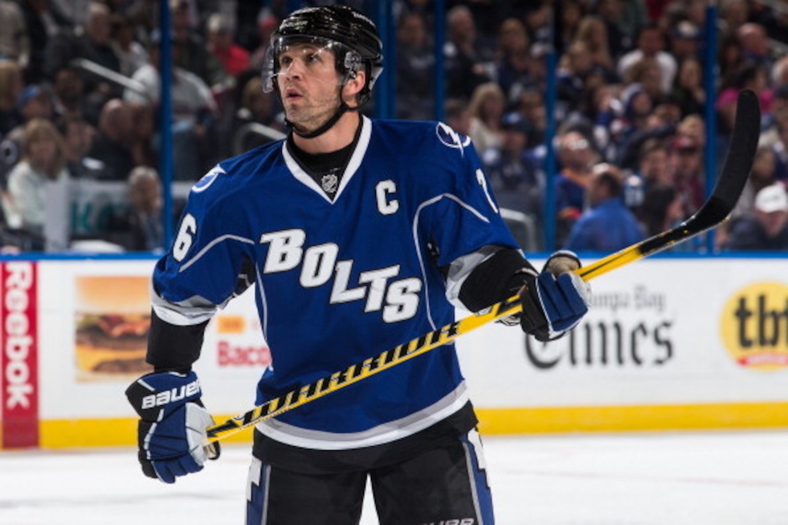 TAMPA, FL - JANUARY 25: Martin St. Louis #26 of the Tampa Bay Lightning skates against the Colorado Avalanche at the Tampa Bay Times Forum on January 25, 2014 in Tampa, Florida.  (Photo by Scott Audette/NHLI via Getty Images)