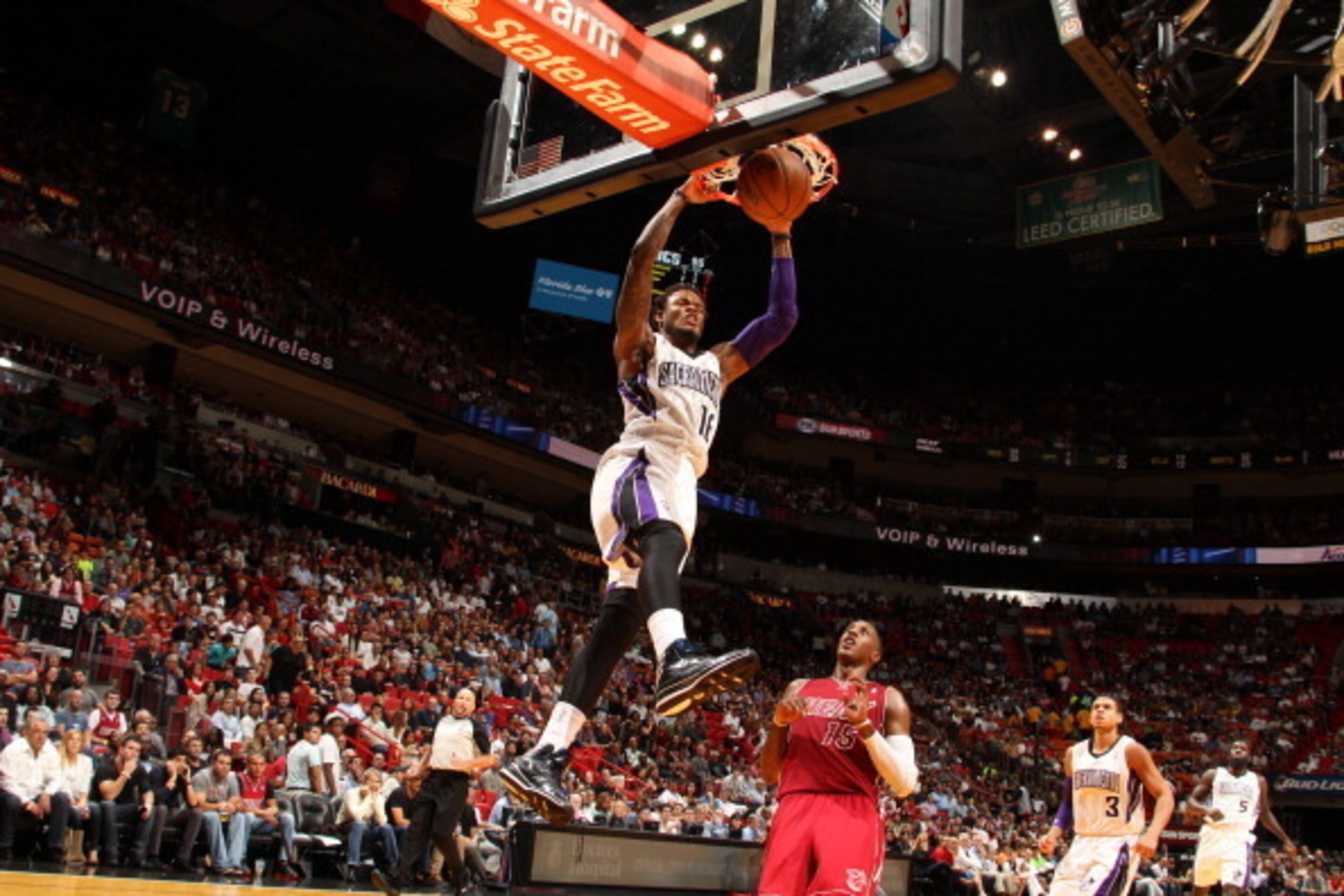 MIAMI, FL - DECEMBER 20: Ben McLemore #16 of the Sacramento Kings dunks against the Miami Heat on December 20, 2013 at American Airlines Arena in Miami, Florida. NOTE TO USER: User expressly acknowledges and agrees that, by downloading and/or using this p