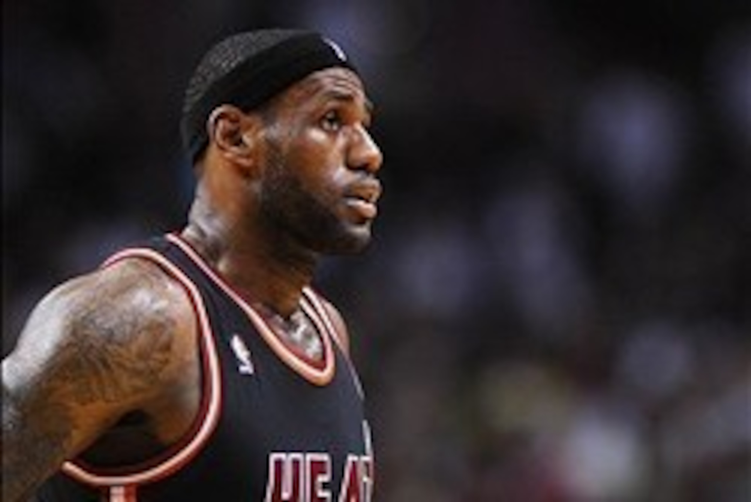 Jan 26, 2014; Miami, FL, USA; Miami Heat small forward LeBron James (6) during the second half against the San Antonio Spurs at American Airlines Arena. Mandatory Credit: Steve Mitchell-USA TODAY Sports