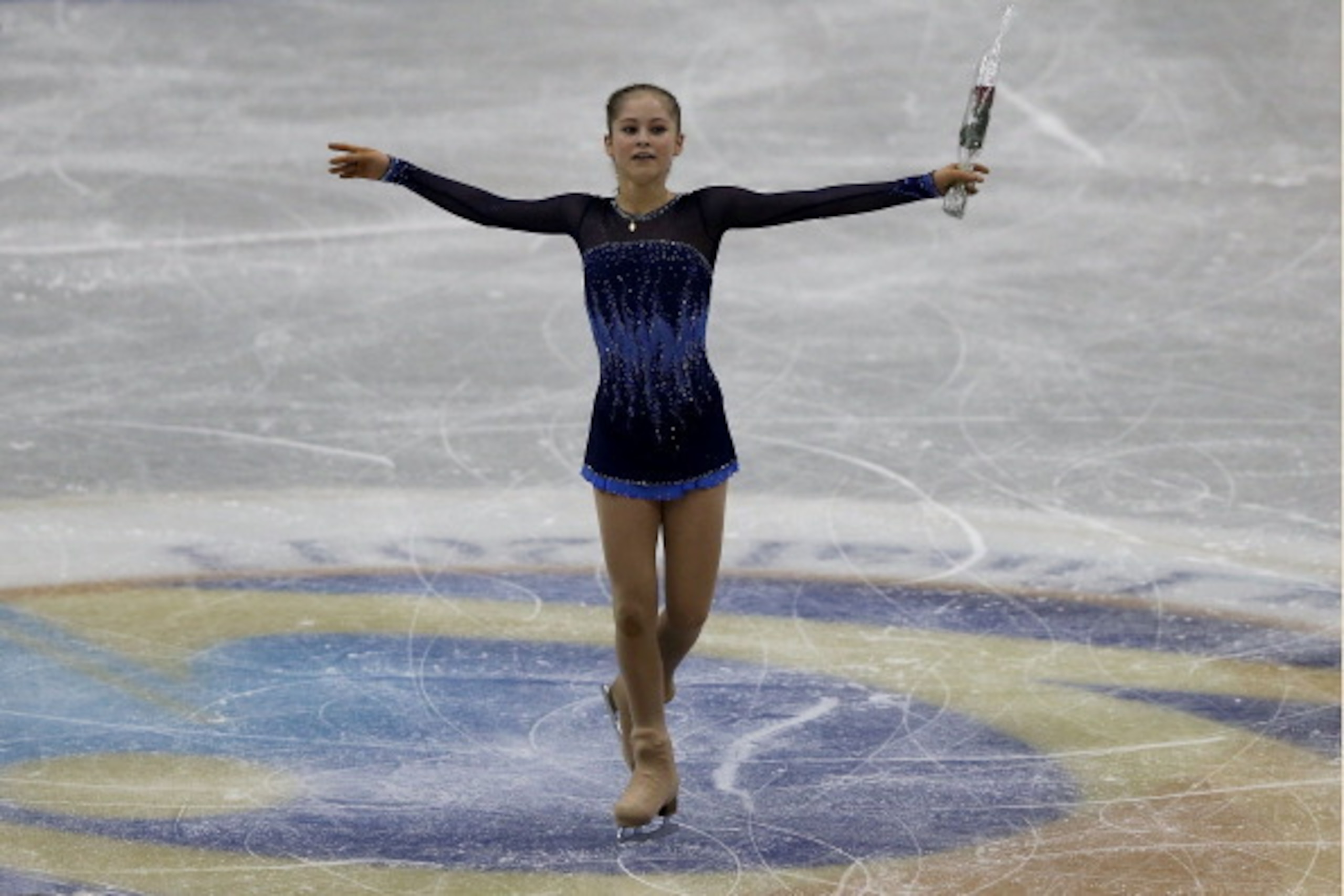 FUKUOKA, JAPAN - DECEMBER 05:  Julia Lipnitskaia of Russia celebrates after her routine in the Ladies Short Program during day one of the ISU Grand Prix of Figure Skating Final 2013/2014 at Marine Messe Fukuoka on December 5, 2013 in Fukuoka, Japan.  (Pho